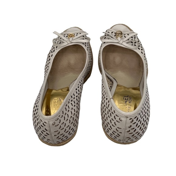 MICHAEL Michael Kors White Olivia Peep Toe Espadrille Wedge Heels Size 8 1/2 - Picture 5 of 9